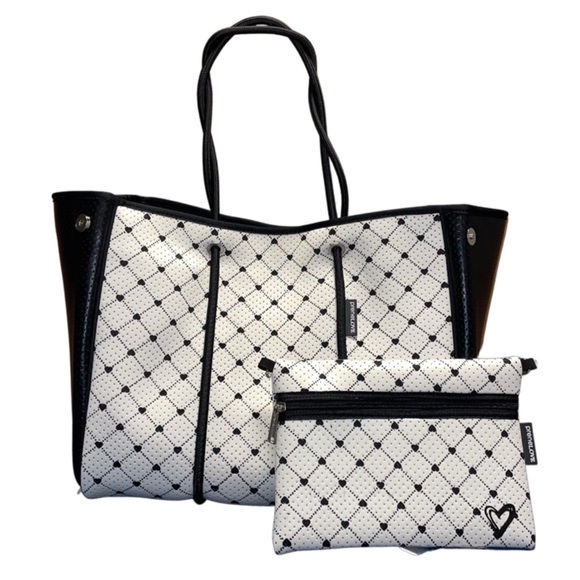 preneLOVE Handbags - Neoprene Tote Wristlet Leopard Davisville Blk 1021